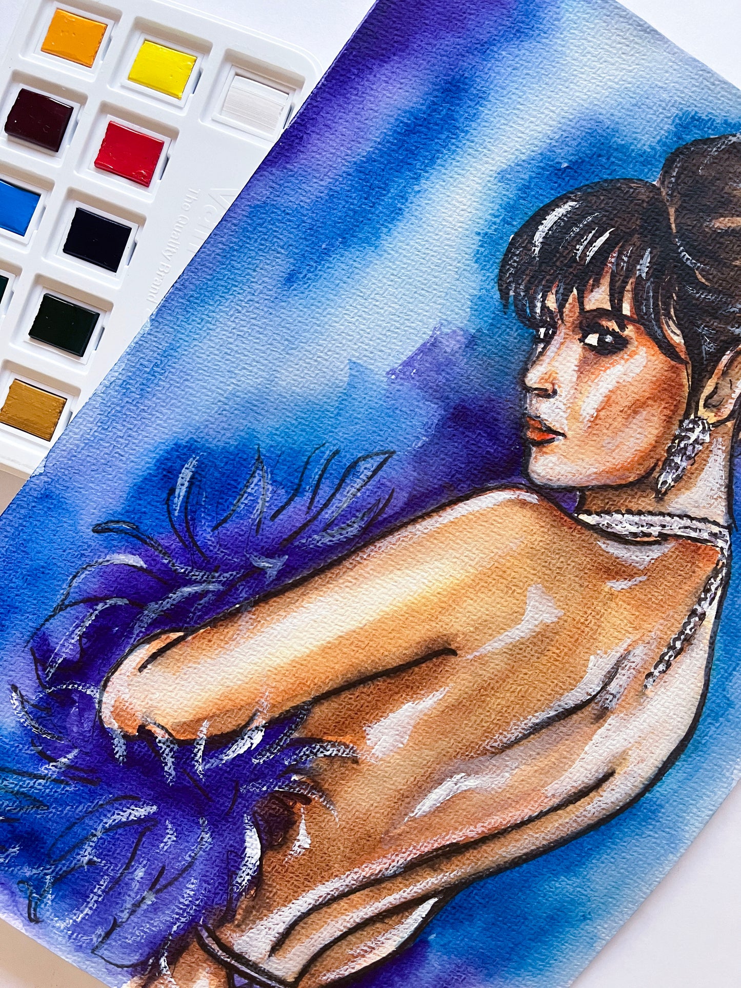 Demi Moore, Striptease, ORIGINAL Watercolour Painting, Artwork by Svetlana Pelin