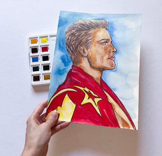 Dolph Lundgren, Ivan Drago, Rocky, ORIGINAL Watercolour Painting, Artwork by Svetlana Pelin