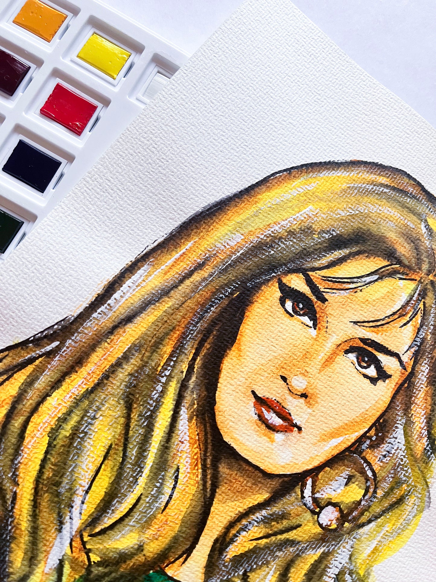 Dalida, ORIGINAL Watercolor Painting, Artwork by Svetlana Pelin