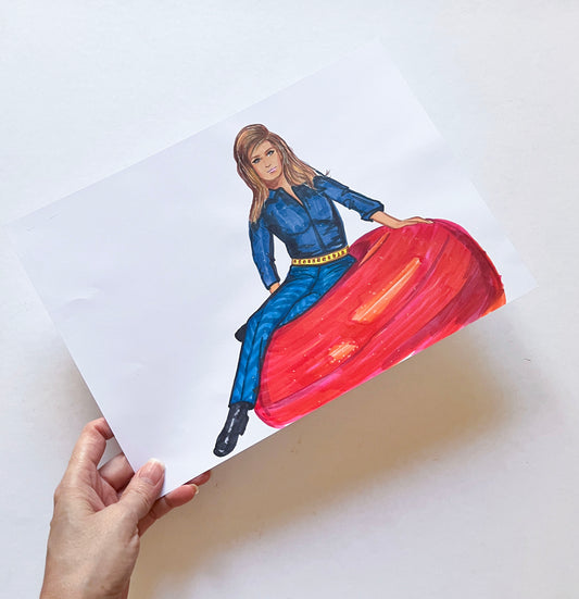 Dalida, ORIGINAL Marker drawing, Artwork by Svetlana Pelin