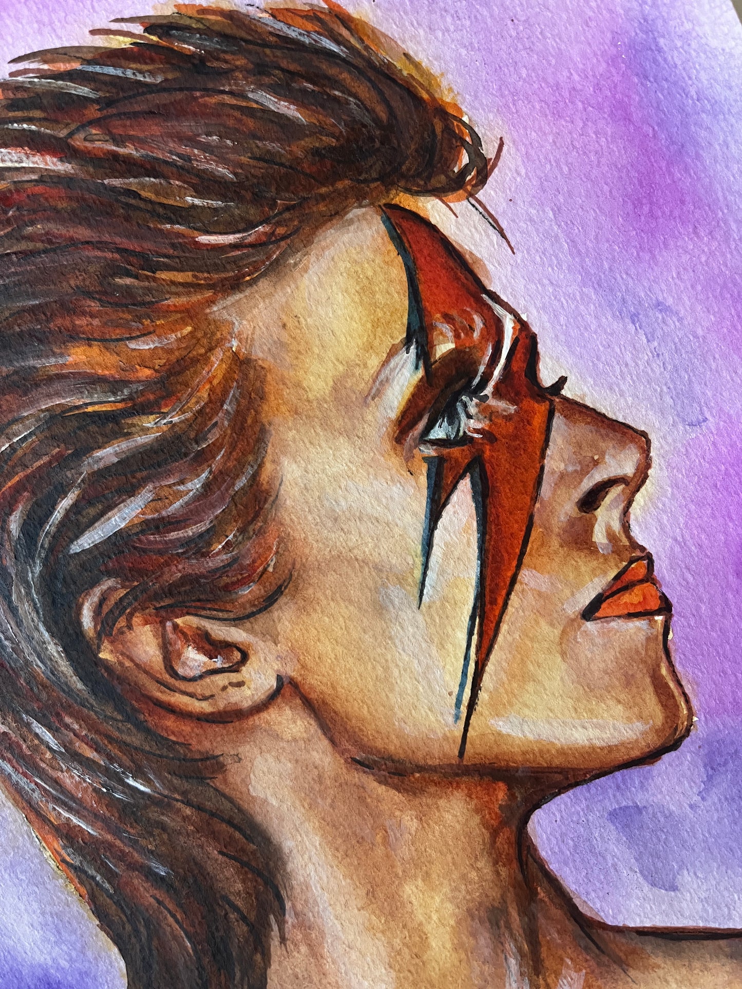 David Bowie, BW, ORIGINAL Watercolor Painting, Artwork by Svetlana Pelin
