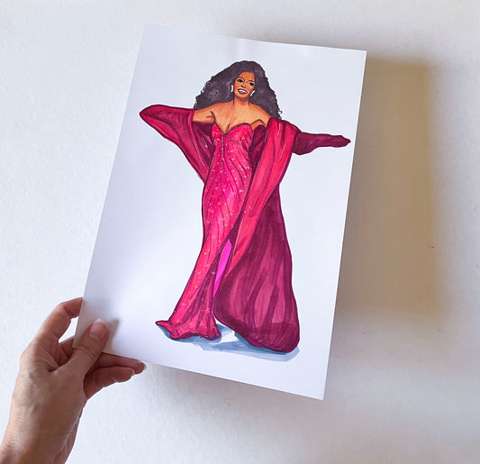 Diana Ross, ORIGINAL Marker drawing, Artwork by Svetlana Pelin