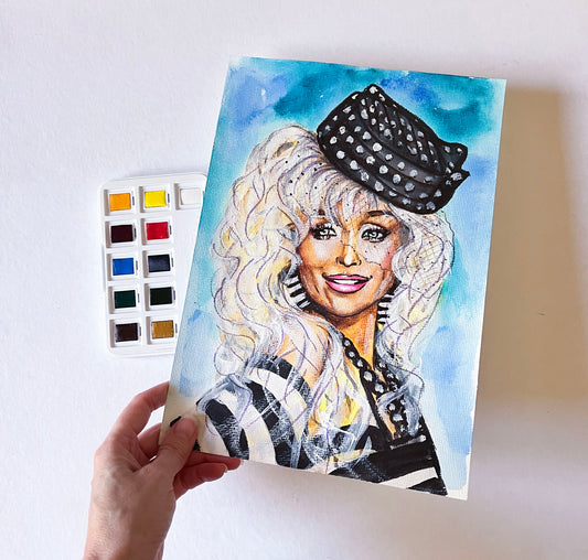 Dolly Parton, ORIGINAL Watercolor Painting, Artwork by Svetlana Pelin