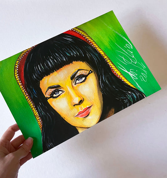 Elizabeth Taylor, Cleopatra, ORIGINAL Gouache Painting, Artwork by Svetlana Pelin