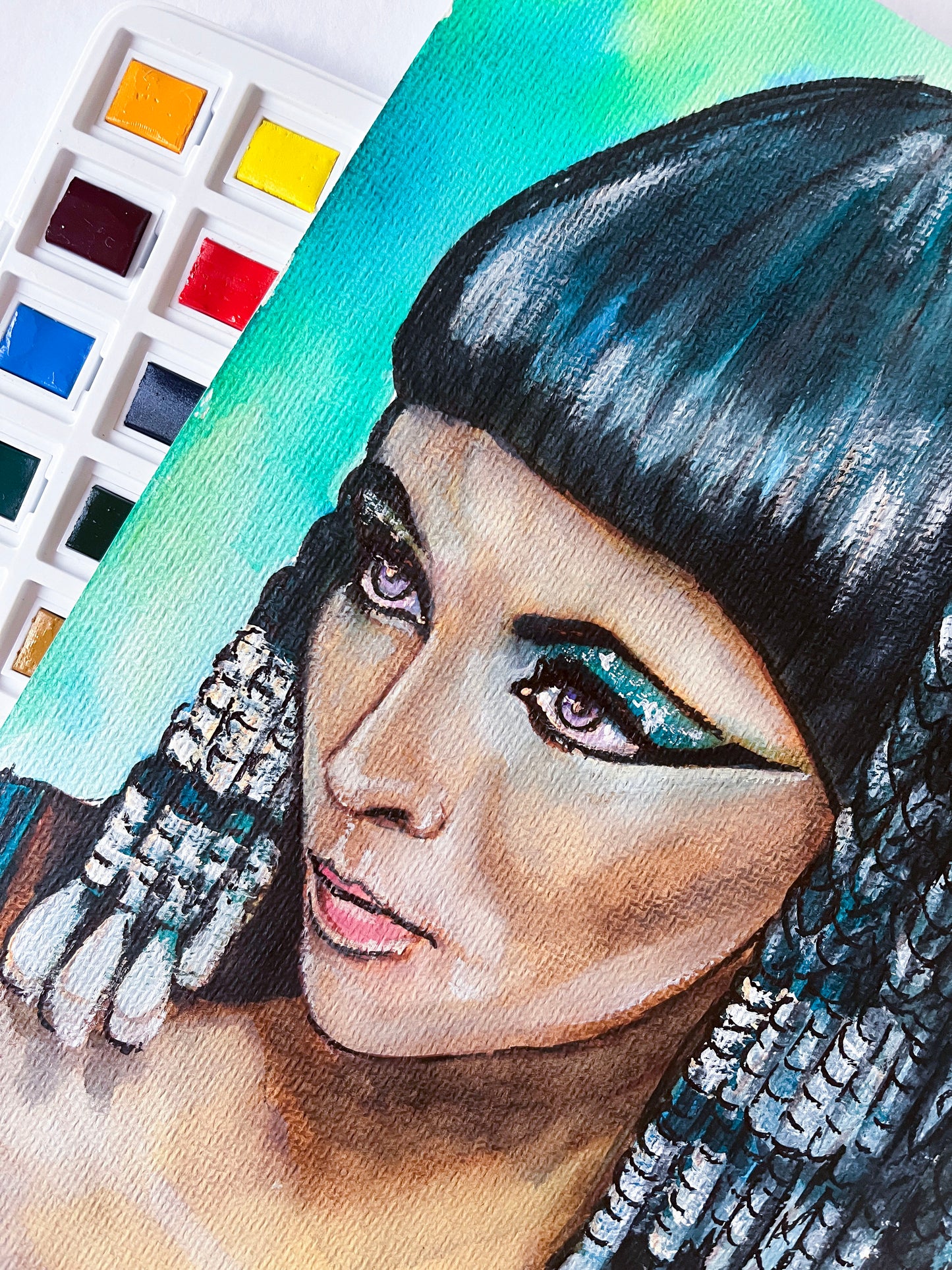 Elizabeth Taylor, Cleopatra, ORIGINAL Watercolor Painting, Artwork by Svetlana Pelin