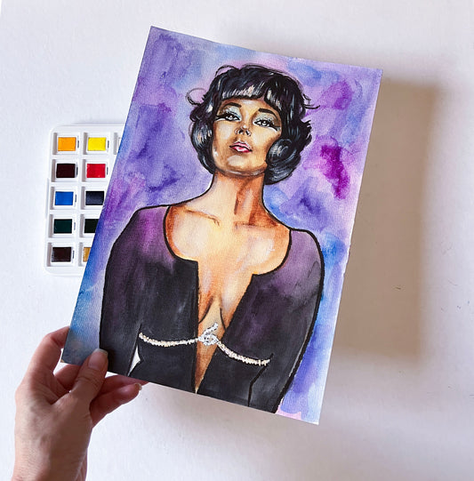 Elizabeth Taylor, Cleopatra, ORIGINAL Watercolor Painting, Artwork by Svetlana Pelin