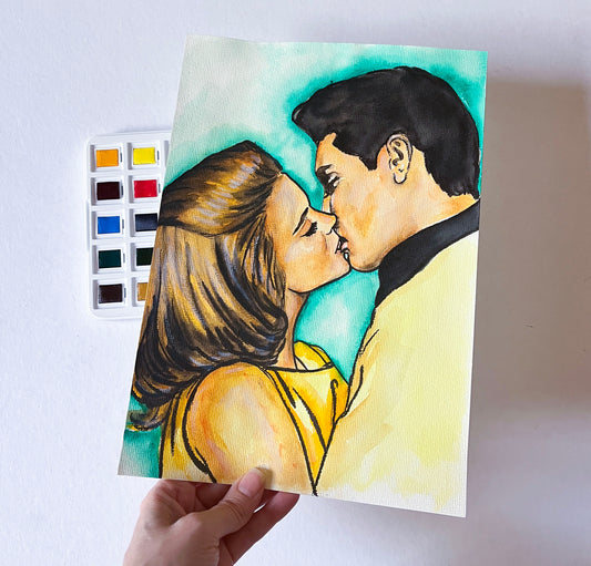 Elvis Presley, Ann-Margret, Viva las Vegas, ORIGINAL Watercolor Painting, Artwork by Svetlana Pelin