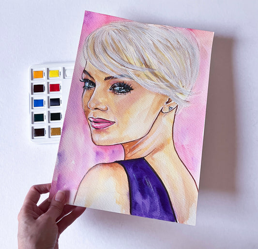Emma Stone, ORIGINAL Watercolor Painting, Artwork by Svetlana Pelin