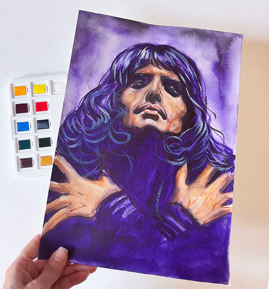 Freddie Mercury, Bohemian Rhapsody, ORIGINAL Watercolor Painting, Artwork by Svetlana Pelin