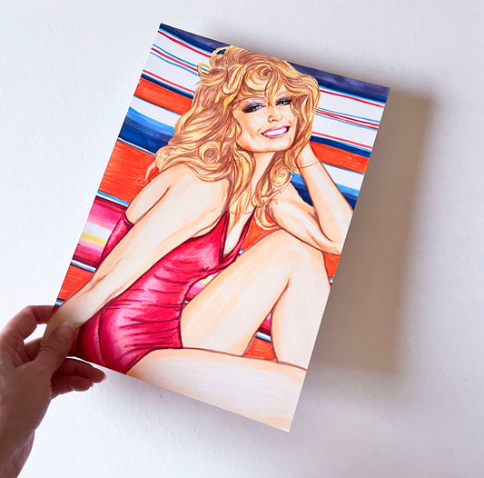 Farrah Fawcett, Red swimsuit, ORIGINAL Marker drawing, Artwork by Svetlana Pelin