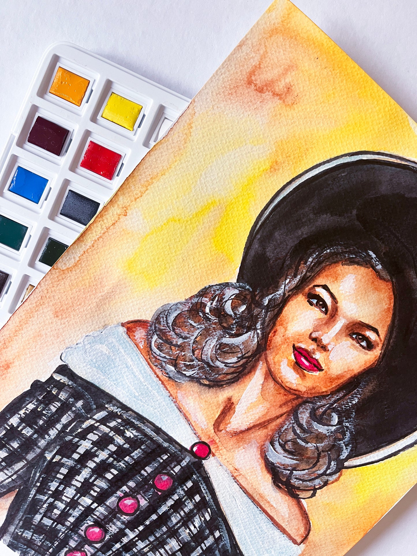 Fran Drescher, The Nanny, ORIGINAL Watercolor Painting, Artwork by Svetlana Pelin