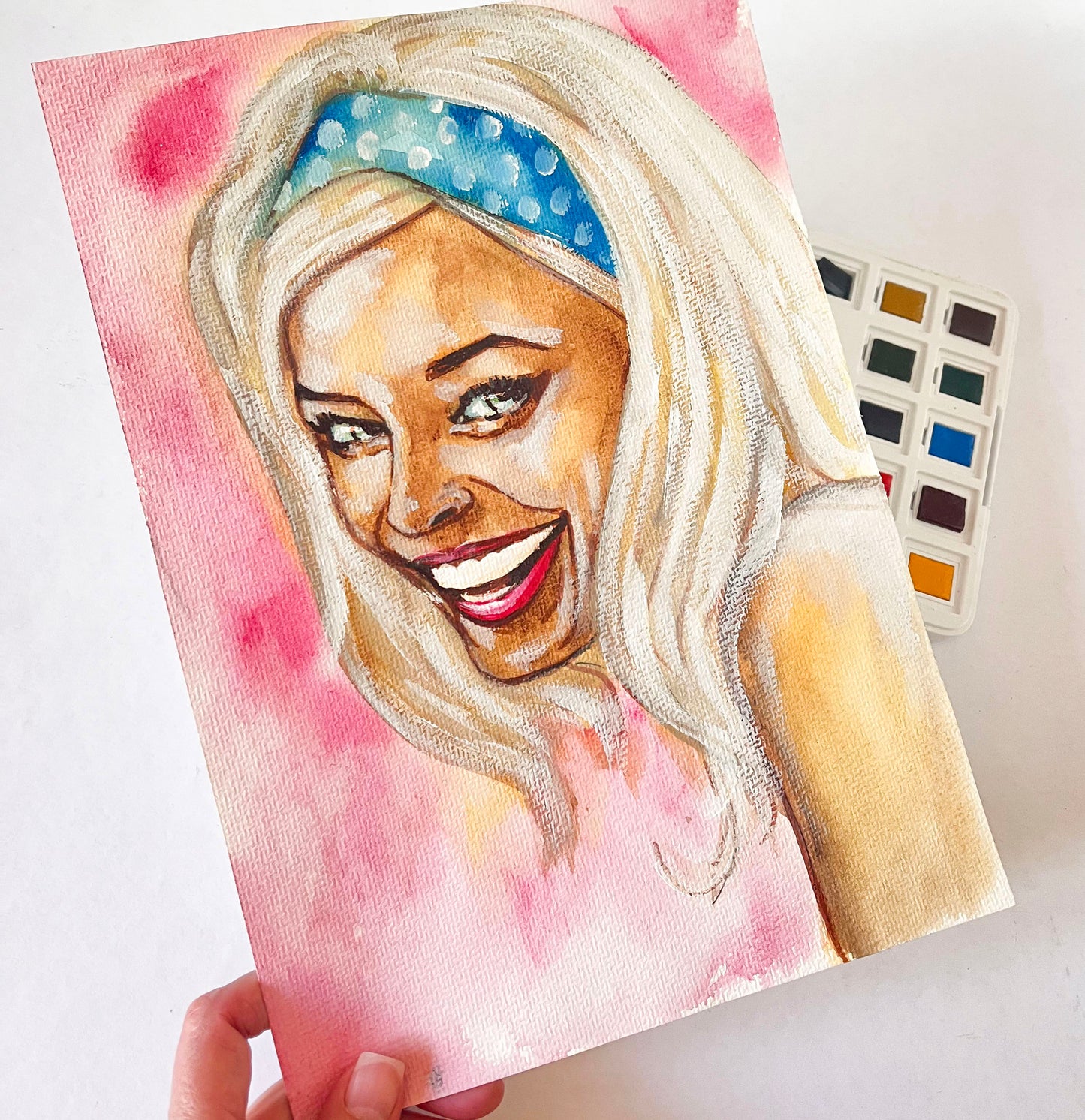 Margot Robbie, ORIGINAL Watercolor Painting, Artwork by Svetlana Pelin
