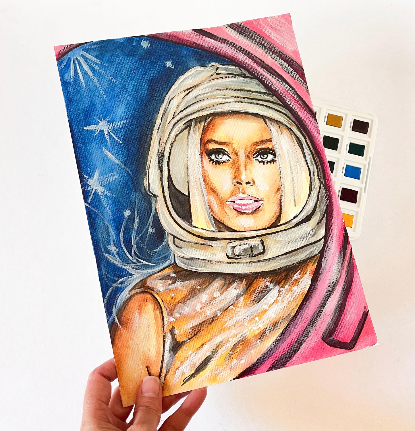 Margot Robbie, ORIGINAL Watercolor Painting, Artwork by Svetlana Pelin
