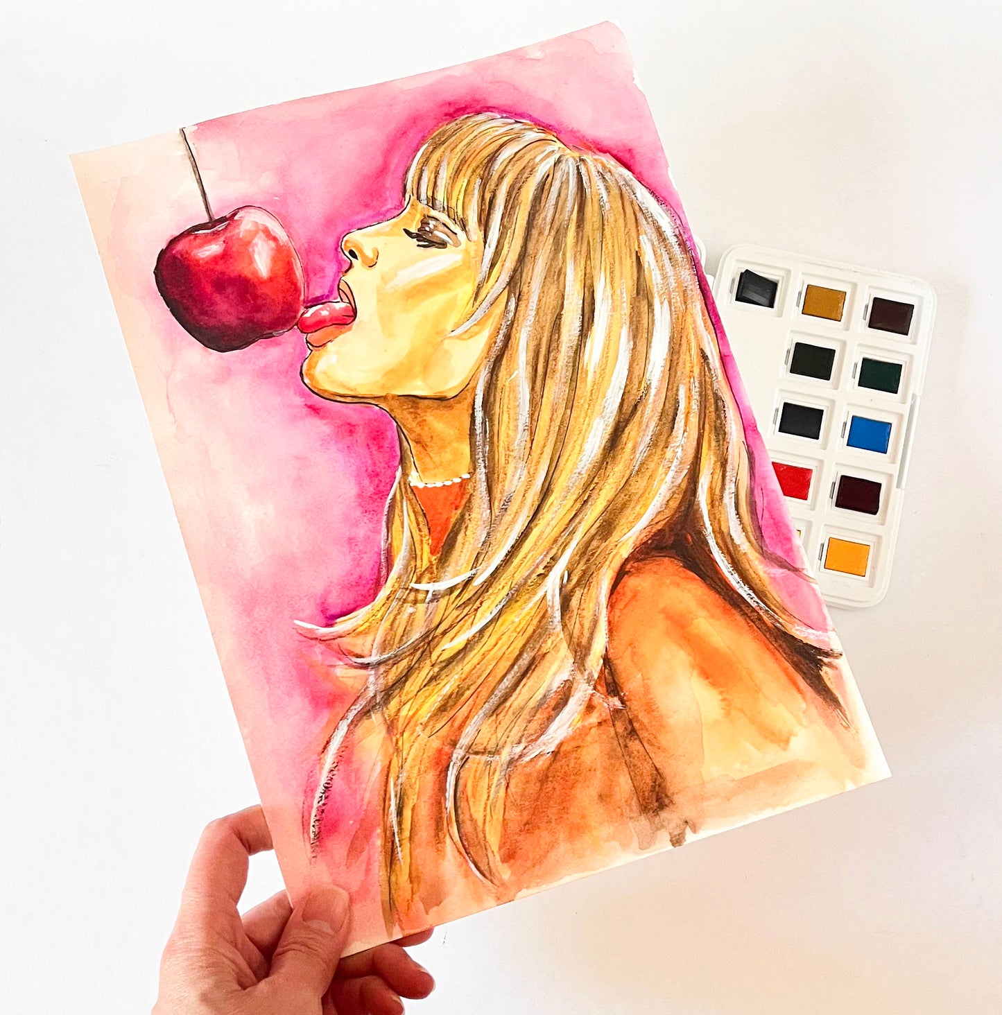 Victoria de Angelis, ORIGINAL Watercolor Painting, Artwork by Svetlana Pelin