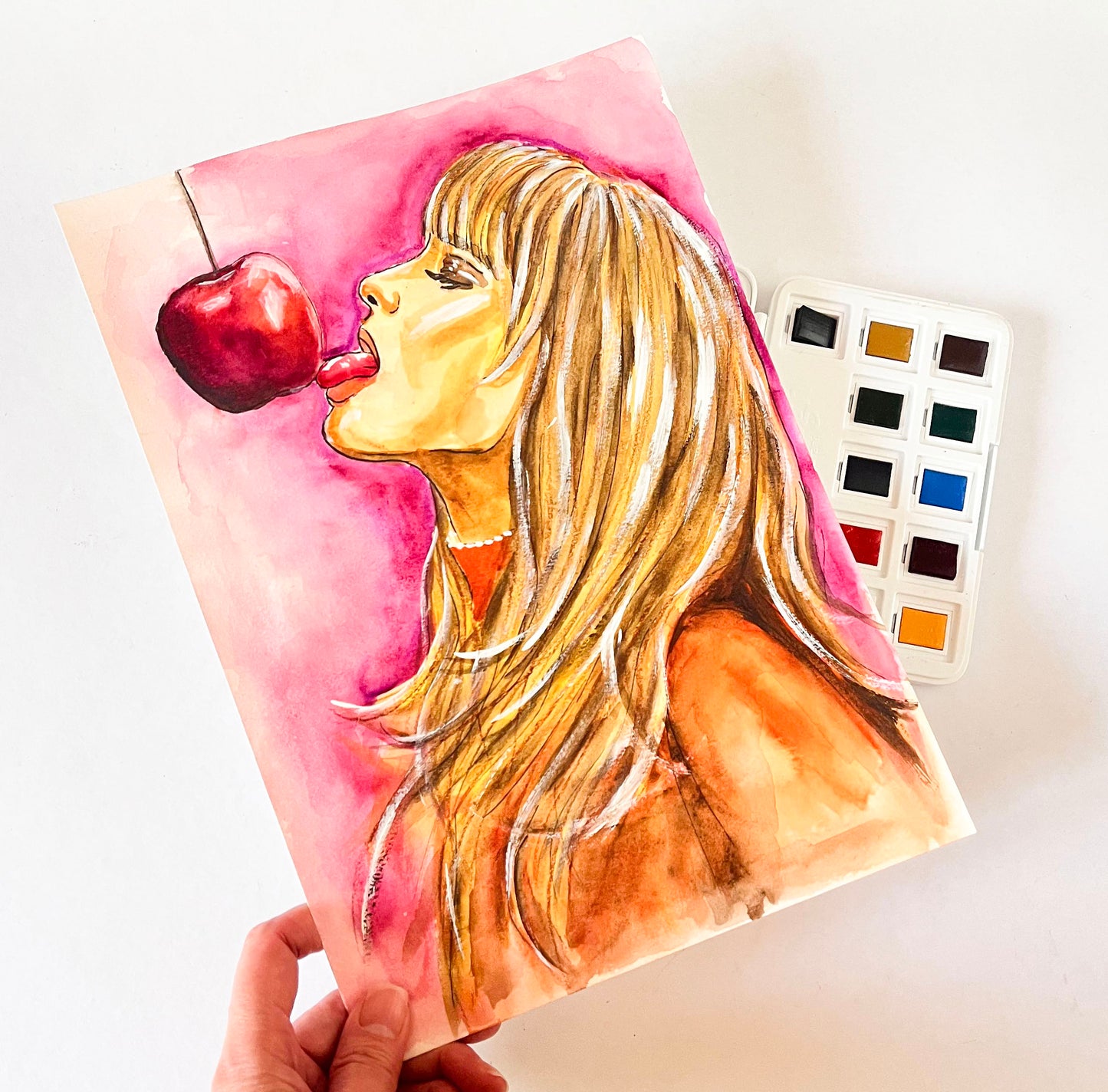Victoria de Angelis, ORIGINAL Watercolor Painting, Artwork by Svetlana Pelin