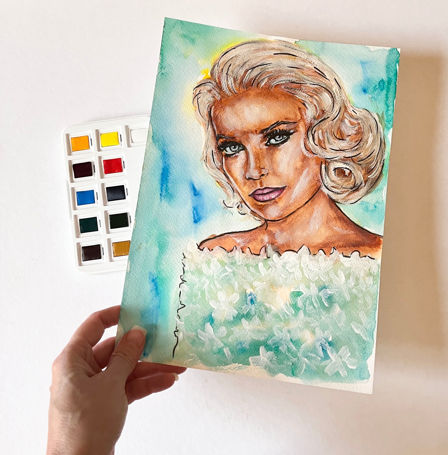 Grace Kelly, ORIGINAL Watercolor Painting, Artwork by Svetlana Pelin