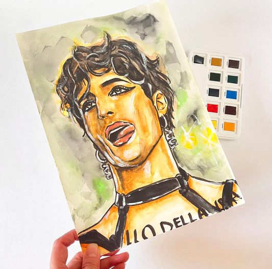 Damiano David, ORIGINAL Watercolor Painting, Artwork by Svetlana Pelin