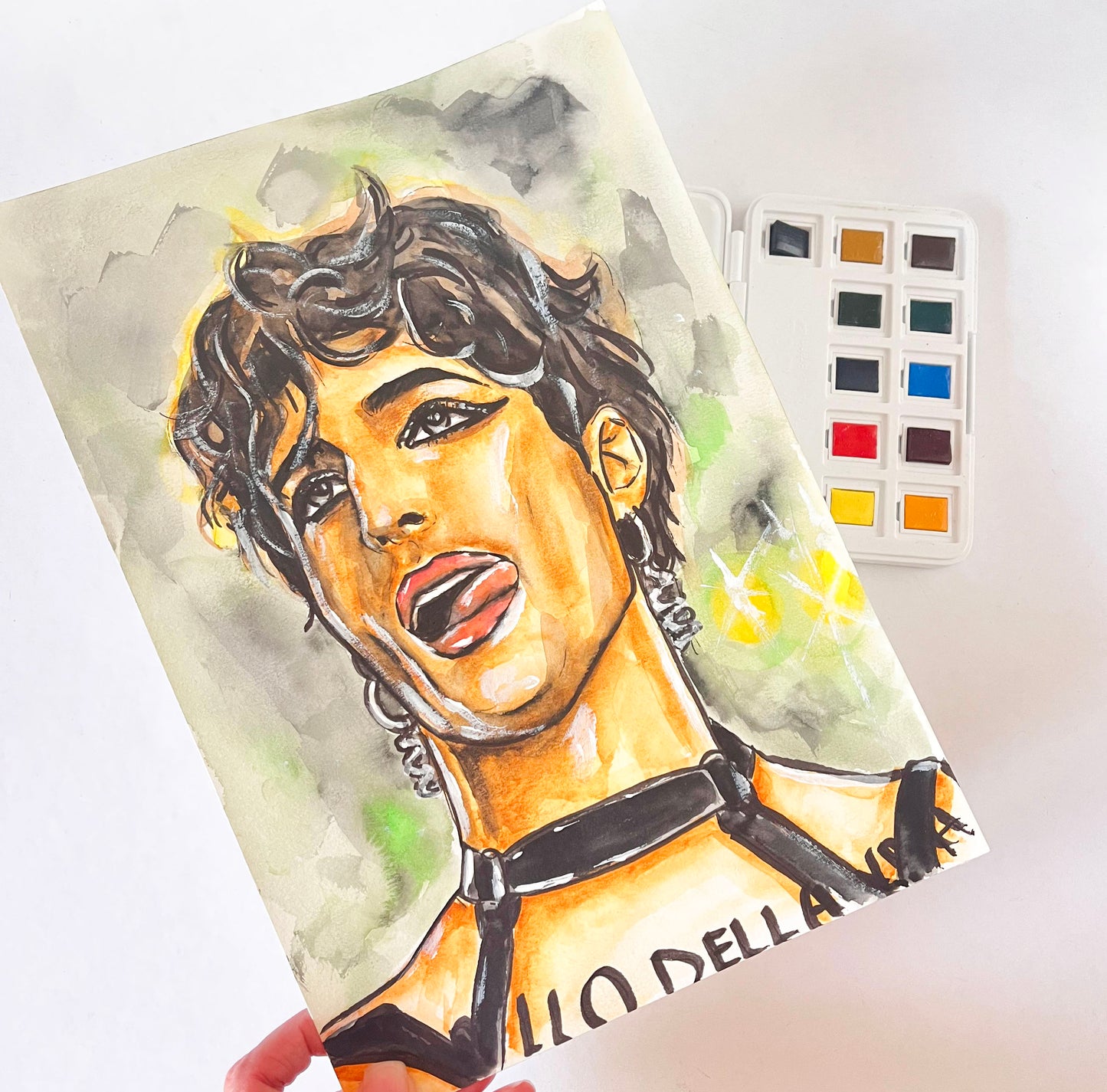 Damiano David, ORIGINAL Watercolor Painting, Artwork by Svetlana Pelin