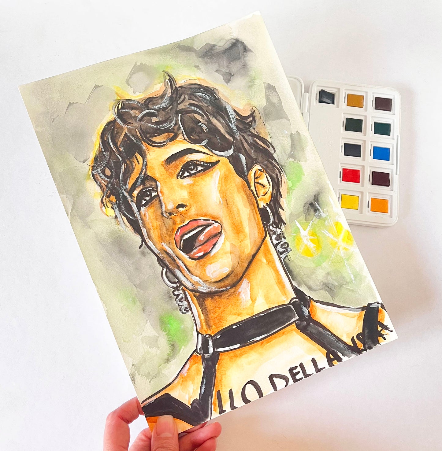 Damiano David, ORIGINAL Watercolor Painting, Artwork by Svetlana Pelin
