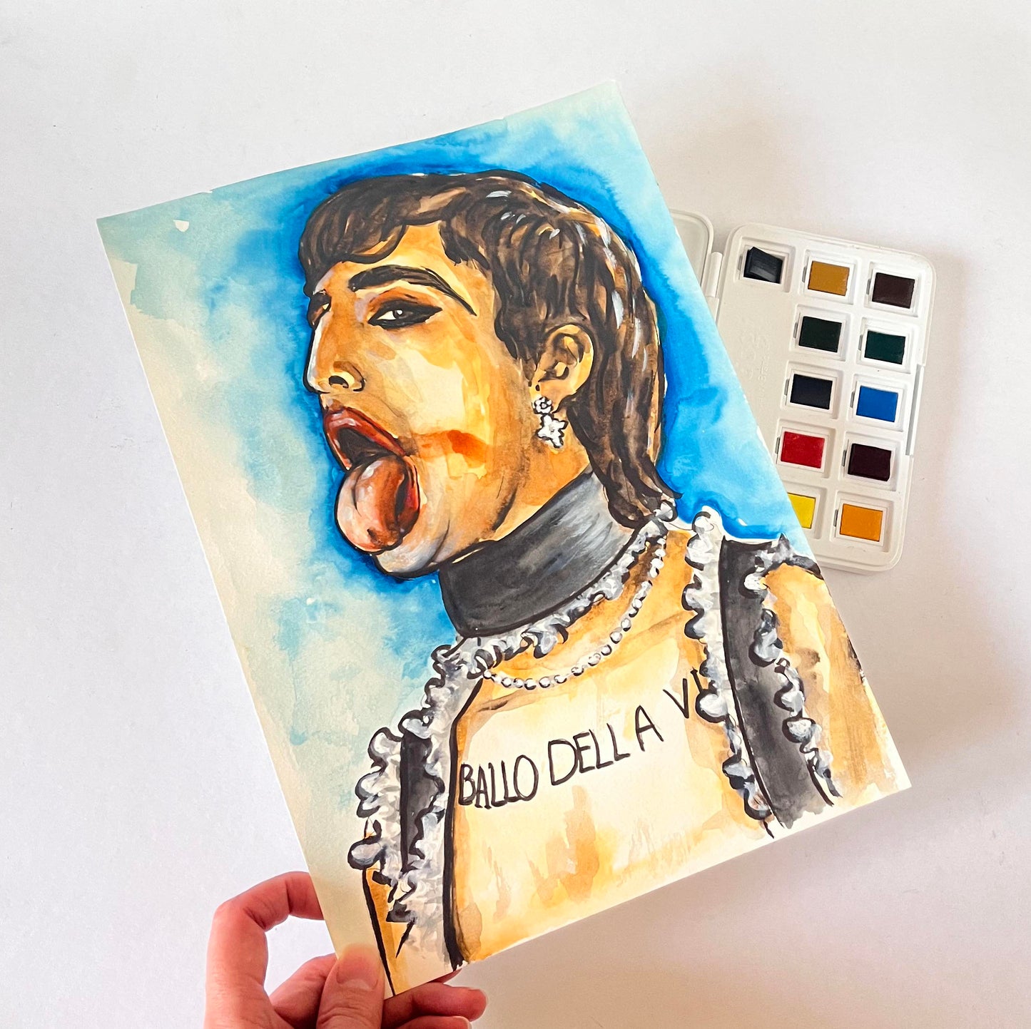 Damiano David, ORIGINAL Watercolor Painting, Artwork by Svetlana Pelin