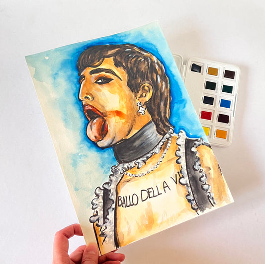 Damiano David, ORIGINAL Watercolor Painting, Artwork by Svetlana Pelin
