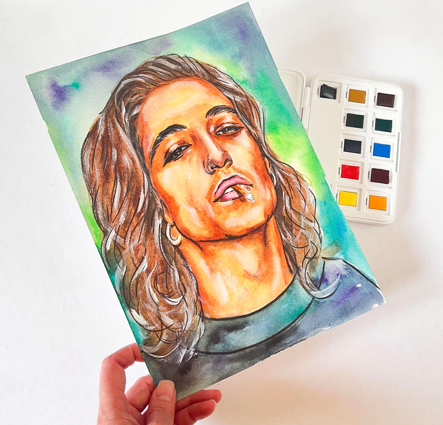Damiano David, ORIGINAL Watercolor Painting, Artwork by Svetlana Pelin