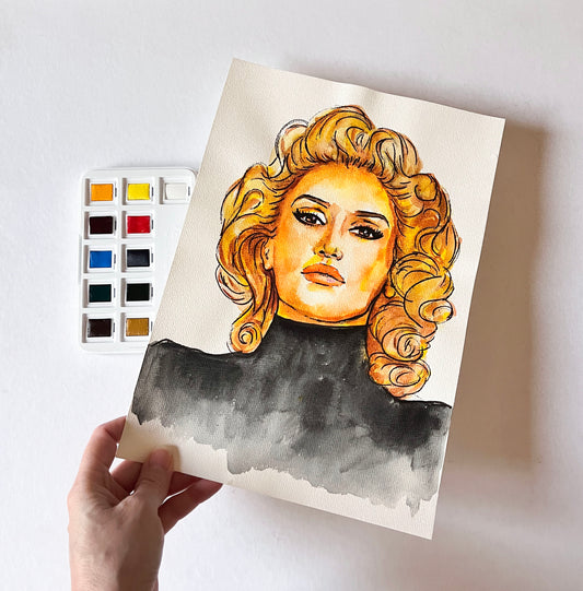 Gwen Stefani, ORIGINAL Watercolor Painting, Artwork by Svetlana Pelin