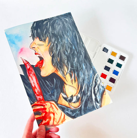 Nikki Sixx, MC, NS, ORIGINAL Watercolor Painting, Artwork by Svetlana Pelin