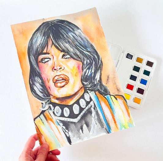 Mick Jagger, MJ, ORIGINAL Watercolor Painting, Artwork by Svetlana Pelin