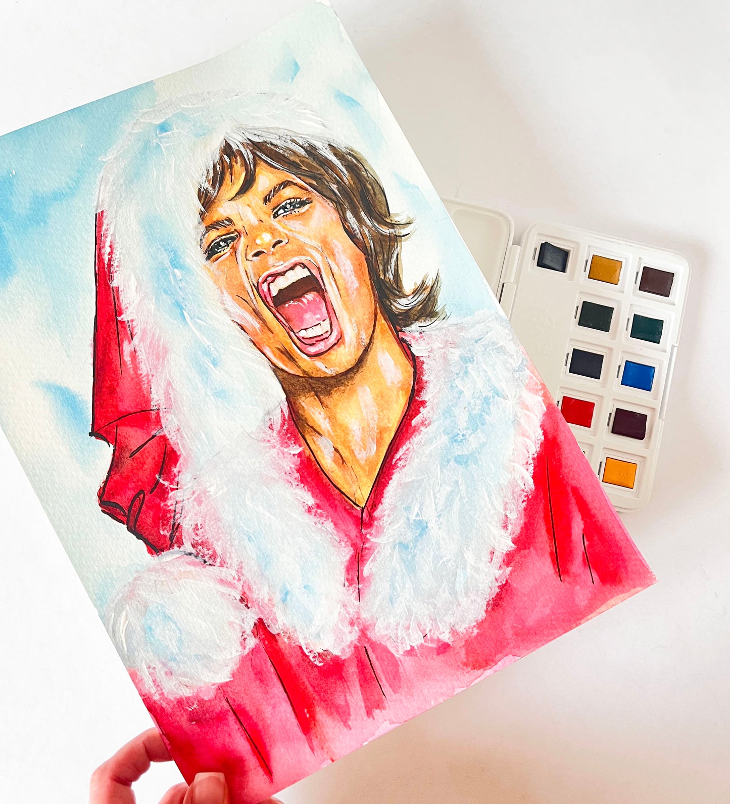 Mick Jagger, MJ, ORIGINAL Watercolor Painting, Artwork by Svetlana Pelin