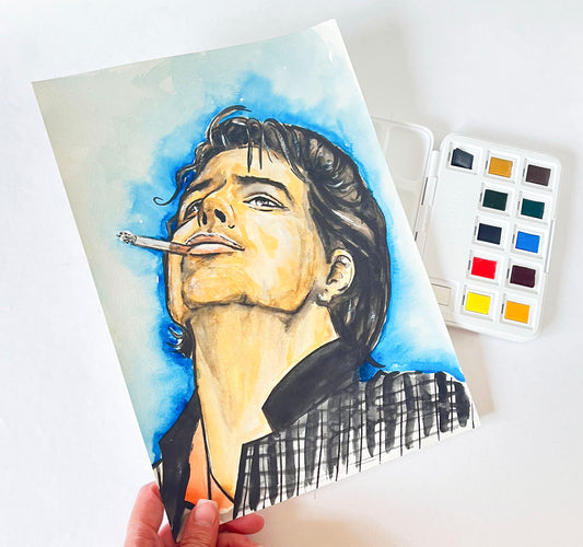 Mickey Rourke, ORIGINAL Watercolor Painting, Artwork by Svetlana Pelin