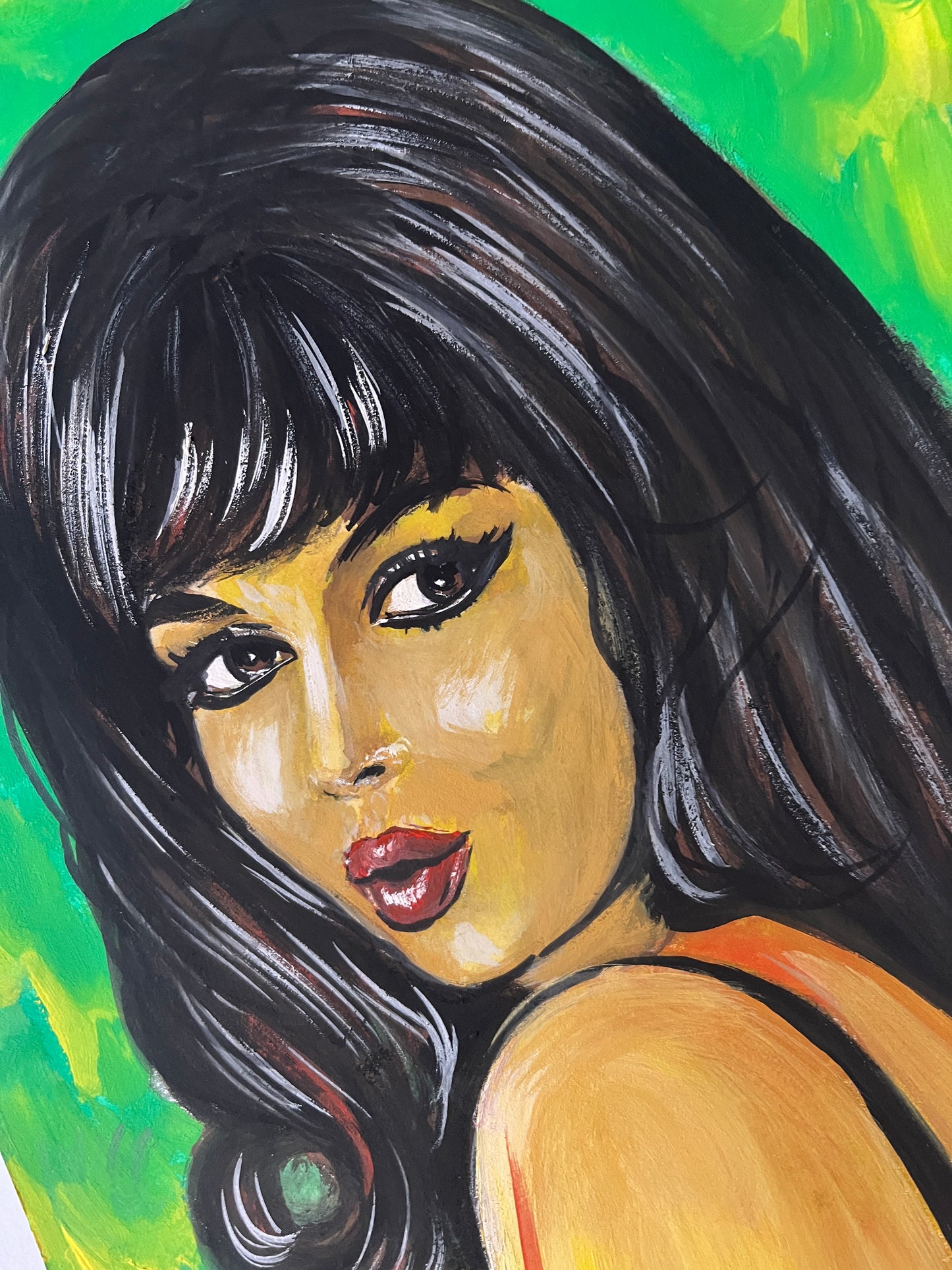 Gina Lollobrigida, ORIGINAL Gouache painting, Artwork by Svetlana Pelim