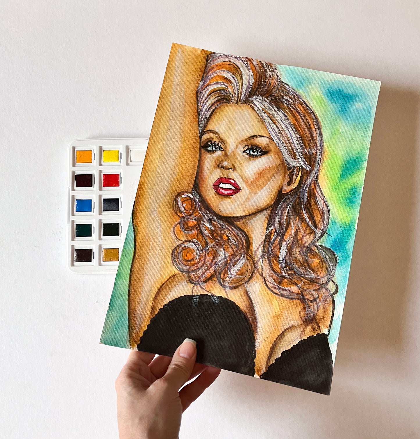 Geri Halliwell, GH, ORIGINAL Watercolor Painting, Artwork by Svetlana Pelin
