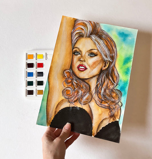 Geri Halliwell, GH, ORIGINAL Watercolor Painting, Artwork by Svetlana Pelin