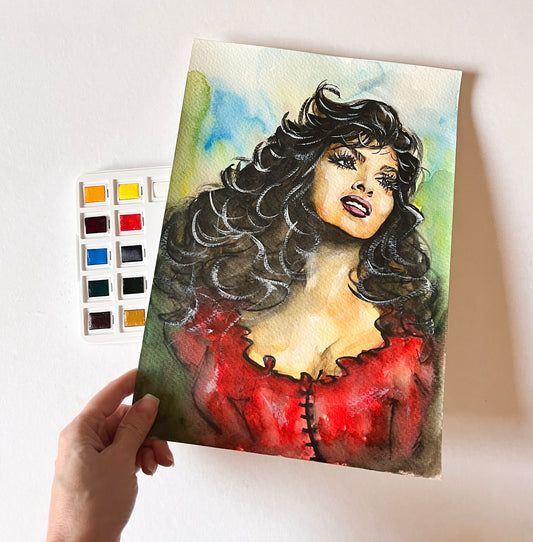 Gina Lollobrigida, Esmeralda, Notre-Dame de Paris, ORIGINAL Watercolor Painting, Artwork by Svetlana Pelin