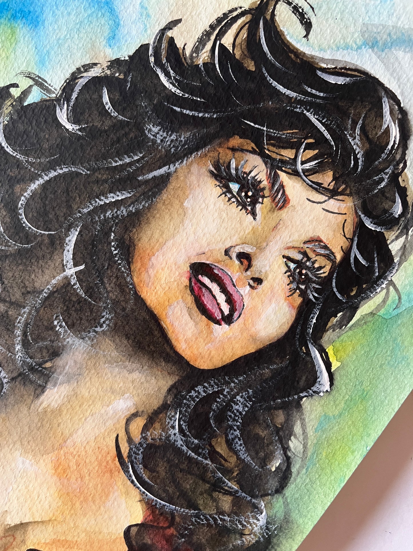 Gina Lollobrigida, Esmeralda, Notre-Dame de Paris, ORIGINAL Watercolor Painting, Artwork by Svetlana Pelin