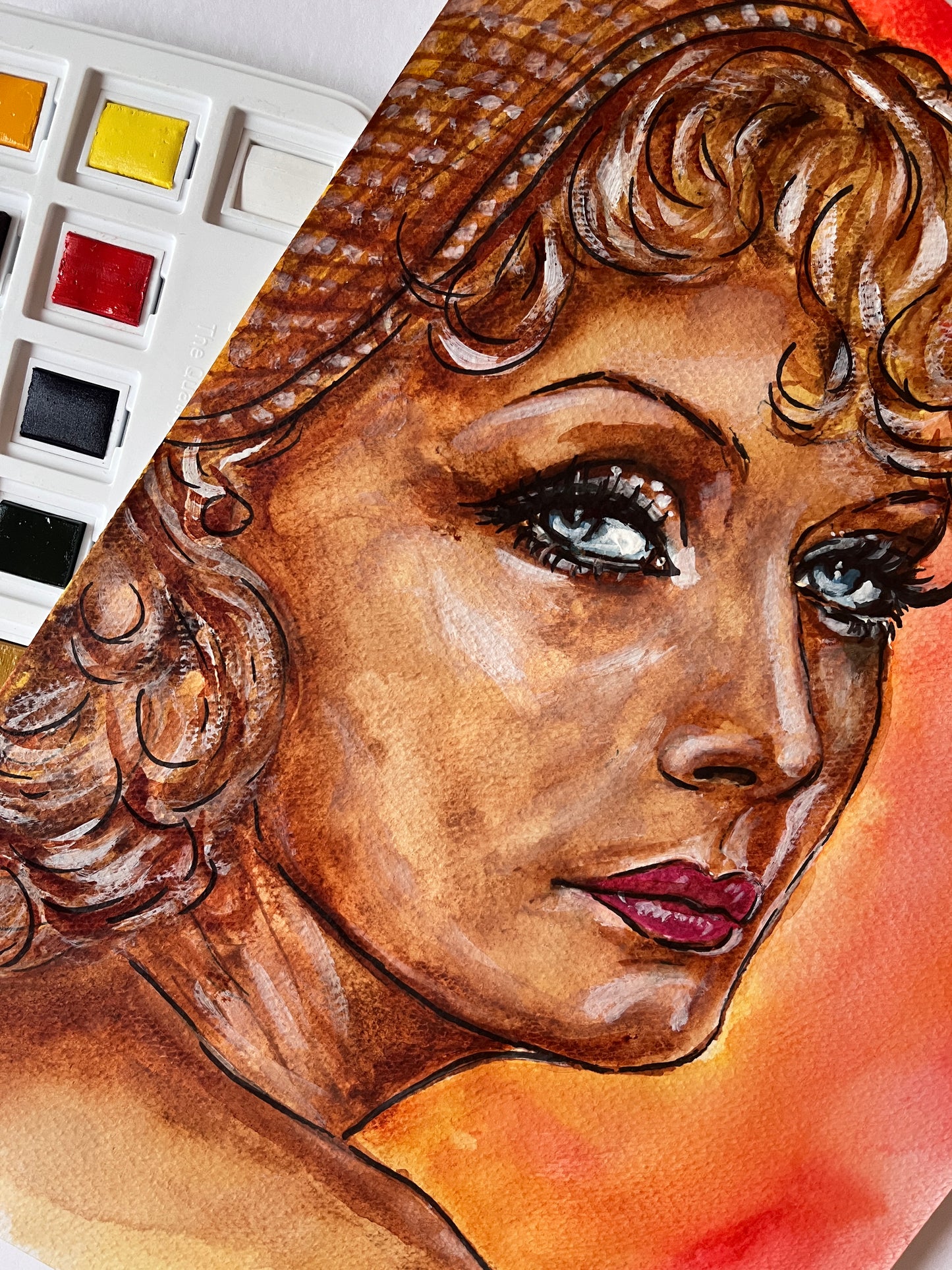 Greta Garbo, ORIGINAL Watercolor Painting, Artwork by Svetlana Pelin