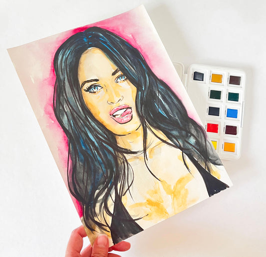 Megan Fox, ORIGINAL Watercolor Painting, Artwork by Svetlana Pelin