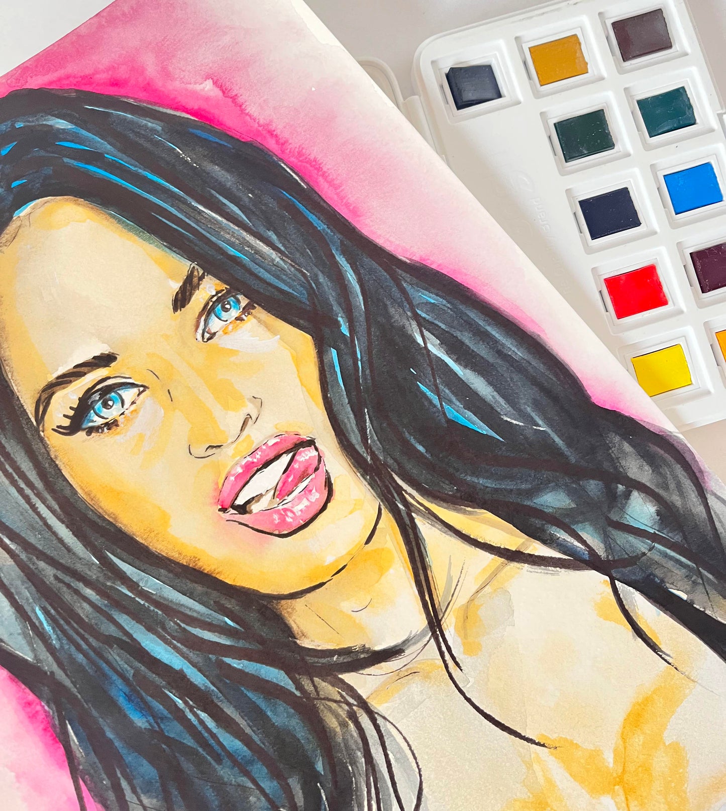 Megan Fox, ORIGINAL Watercolor Painting, Artwork by Svetlana Pelin