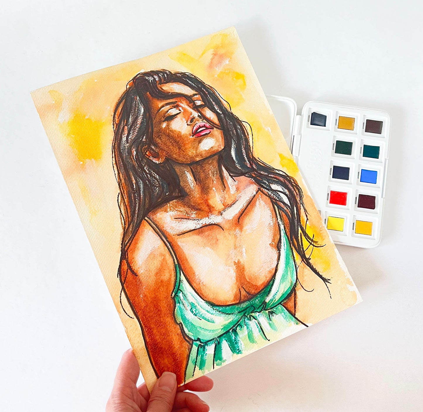 Megan Fox, ORIGINAL Watercolor Painting, Artwork by Svetlana Pelin