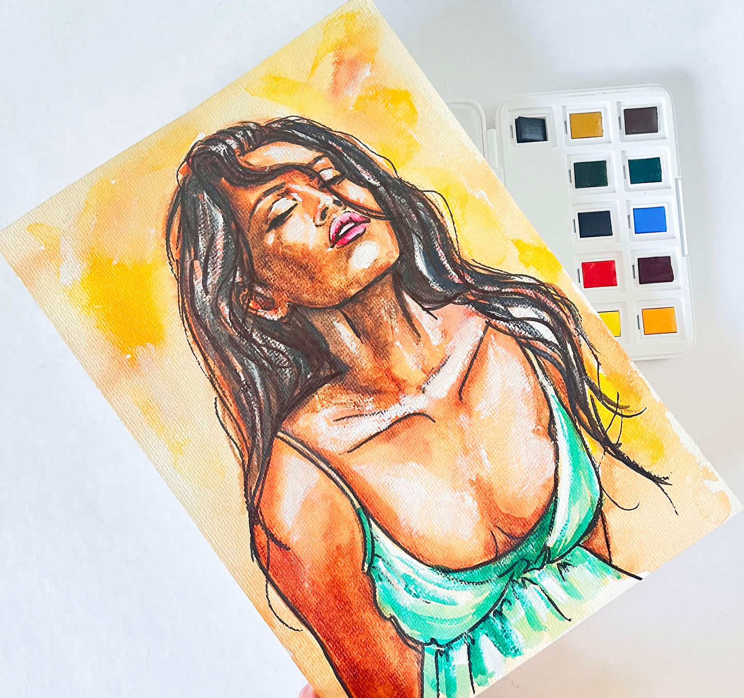 Megan Fox, ORIGINAL Watercolor Painting, Artwork by Svetlana Pelin