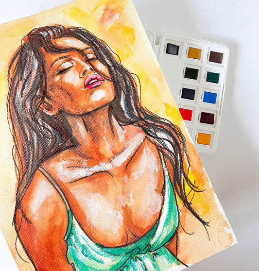 Megan Fox, ORIGINAL Watercolor Painting, Artwork by Svetlana Pelin