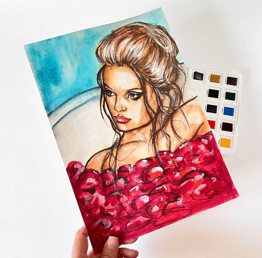 Mena Suvari, American Beauty, ORIGINAL Watercolor Painting, Artwork by Svetlana Pelin
