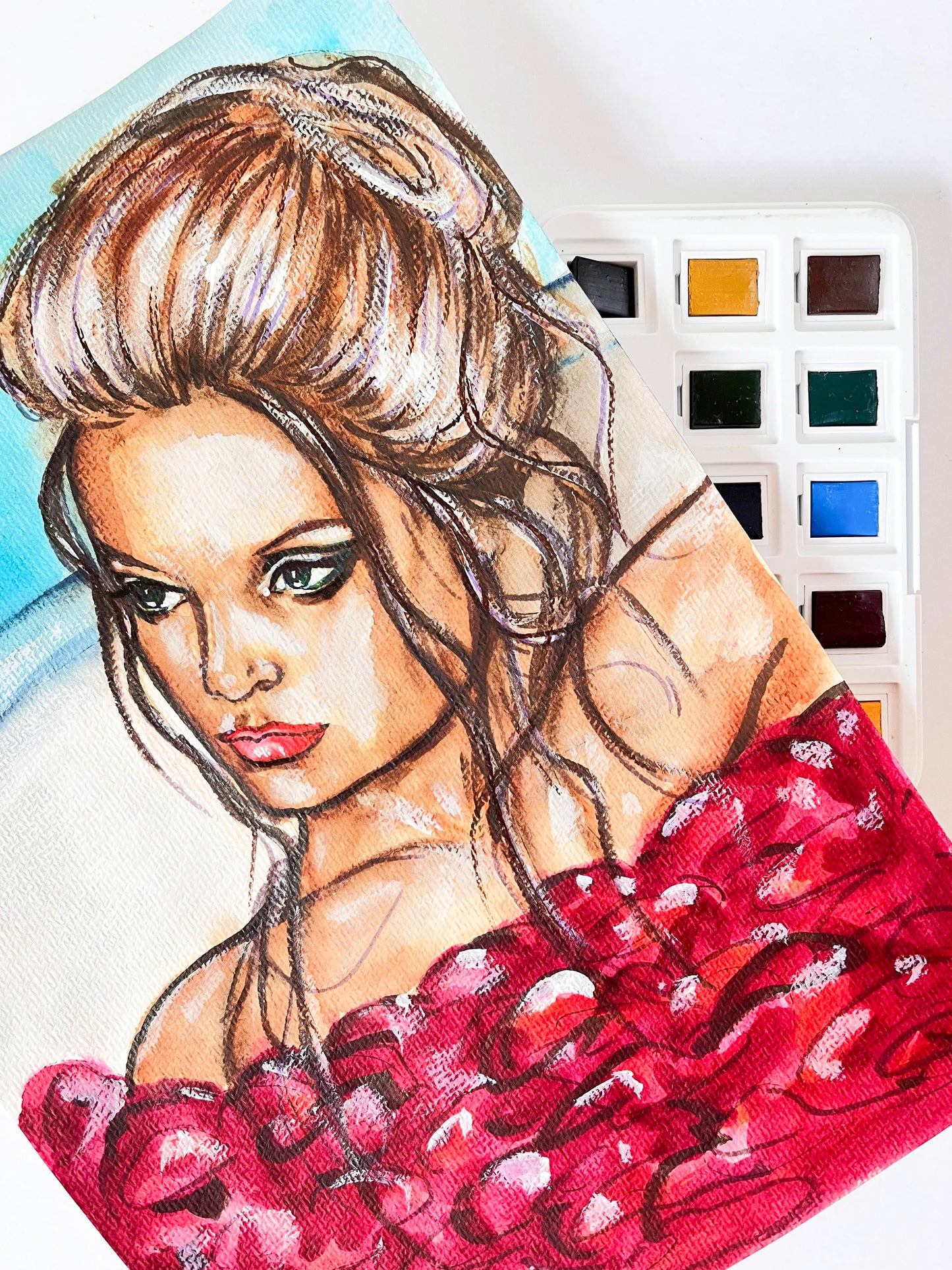 Mena Suvari, American Beauty, ORIGINAL Watercolor Painting, Artwork by Svetlana Pelin