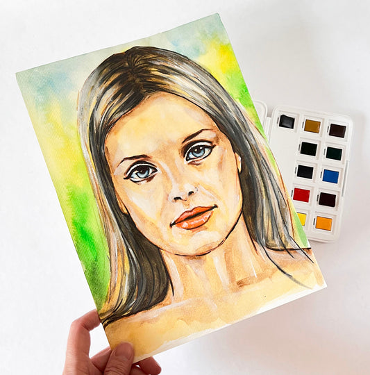 Mena Suvari, ORIGINAL Watercolor Painting, Artwork by Svetlana Pelin