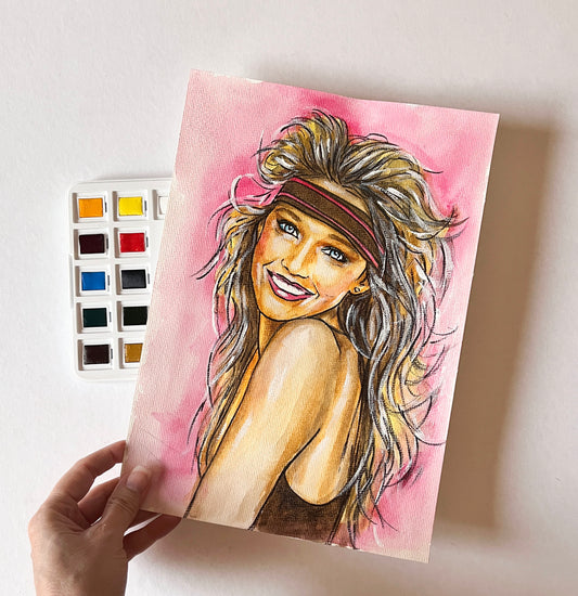 Heather Locklear, ORIGINAL Watercolor Painting, Artwork by Svetlana Pelin