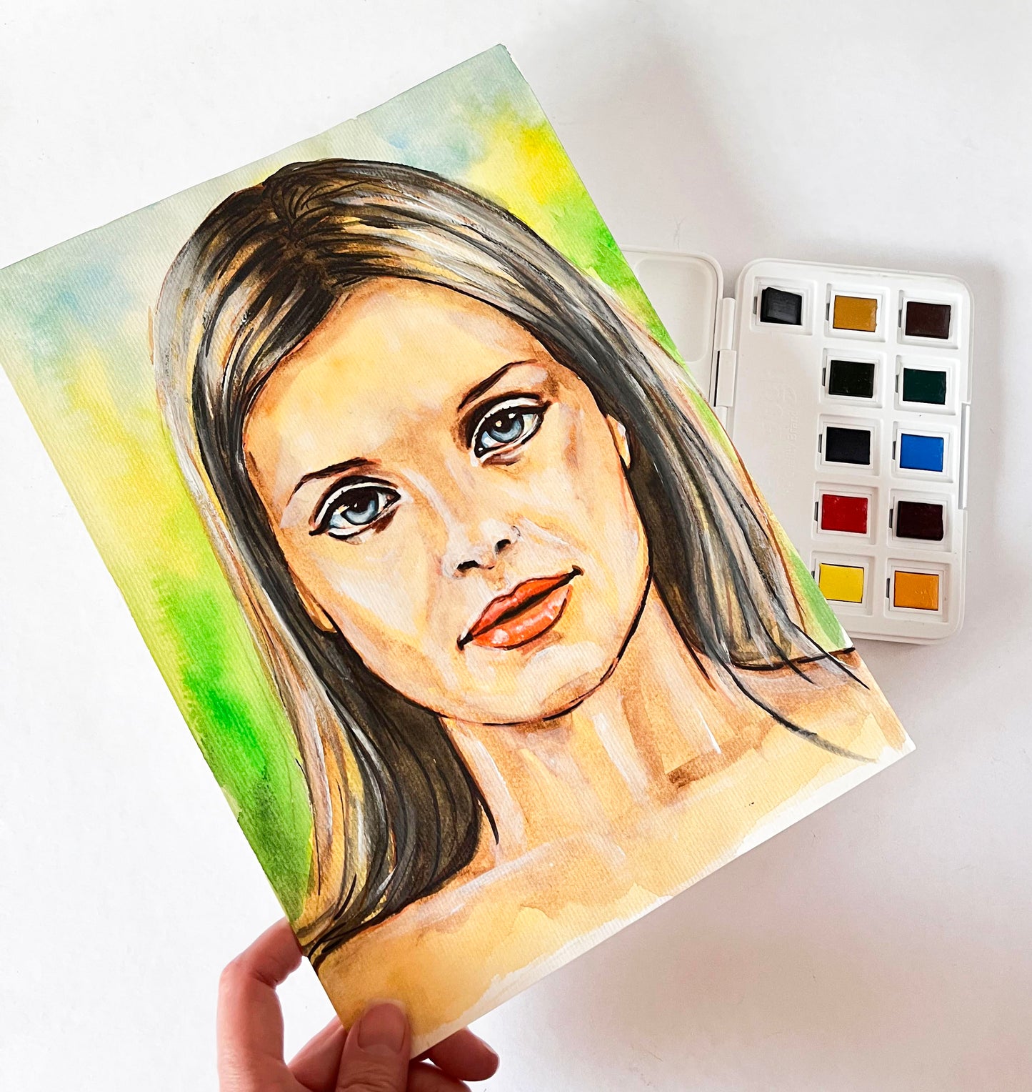 Mena Suvari, ORIGINAL Watercolor Painting, Artwork by Svetlana Pelin