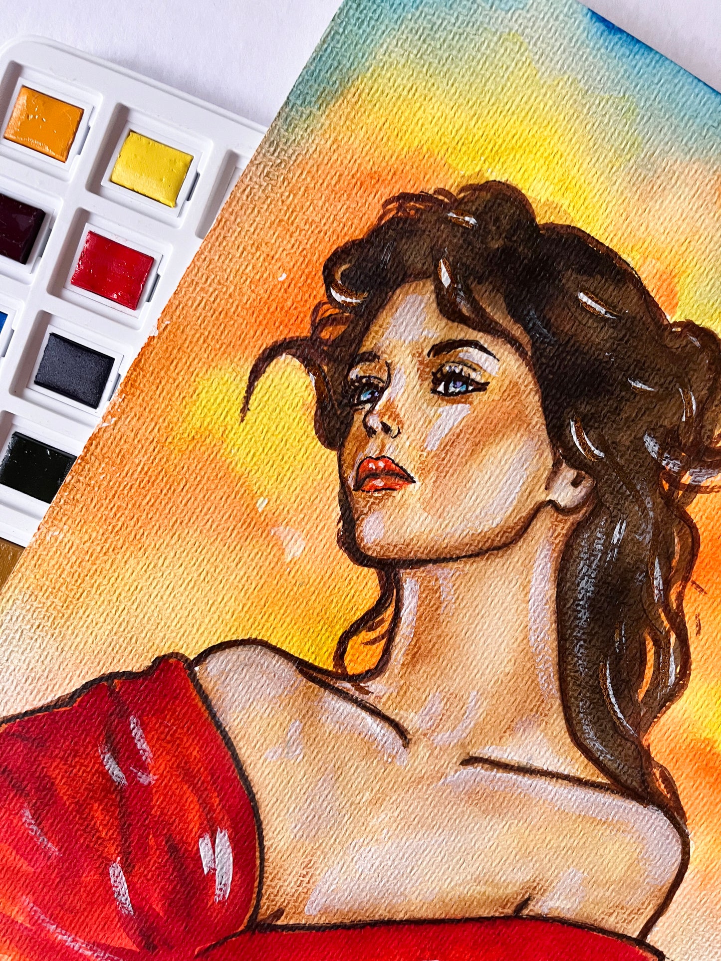 Isabelle Adjani, ORIGINAL Watercolor Painting, Artwork by Svetlana Pelin