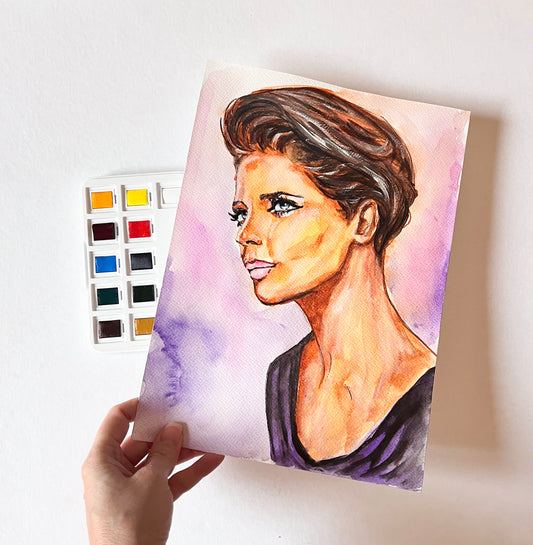 Isabella Rossellini, ORIGINAL Watercolor Painting, Artwork by Svetlana Pelin