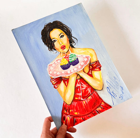 Monica Bellucci, ORIGINAL Gouache painting, Artwork by Svetlana Pelin